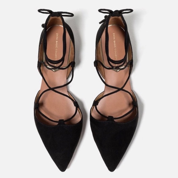 Zara Lace Up Pointed Flats - Picture 5 of 5